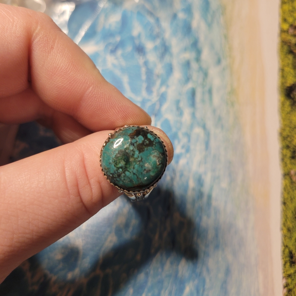 Turquoise Statment Sterling Silver Ring - Picture 2 of 4